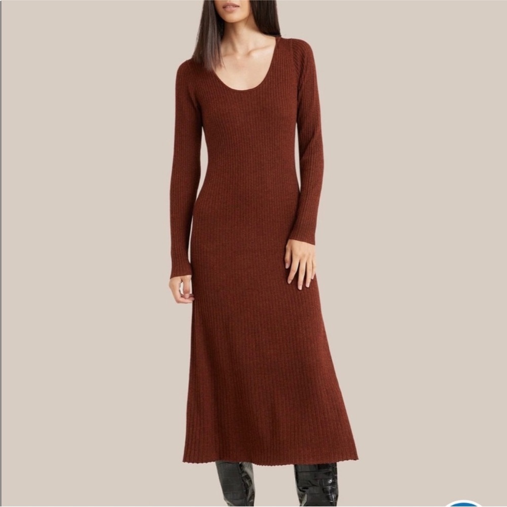 Modern Citizen Knit Dara Circle-Back Long-Sleeve Midi Dress